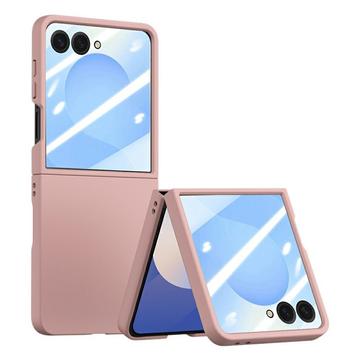 Plastikowe etui Samsung Galaxy Z Flip7 z zewnętrzną osłoną ekranu ze szkła hartowanego - różowe