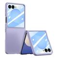 Plastikowe etui Samsung Galaxy Z Flip7 z zewnętrzną osłoną ekranu ze szkła hartowanego - fioletowe
