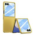 Plastikowe etui Samsung Galaxy Z Flip7 z zewnętrzną osłoną ekranu ze szkła hartowanego - żółte