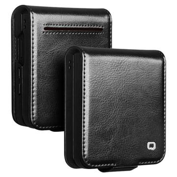 Klasyczne Skórzane Etui z Portfelem Qialino do Samsung Galaxy Z Flip7 - Czarne