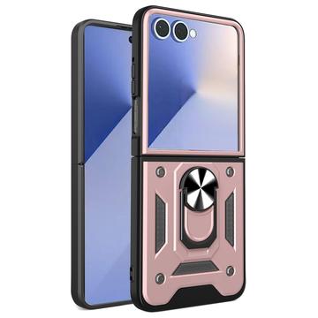 Samsung Galaxy Z Flip7 Hybrydowe Etui z Pierścieniem Obrotowym z Osłoną Aparatu