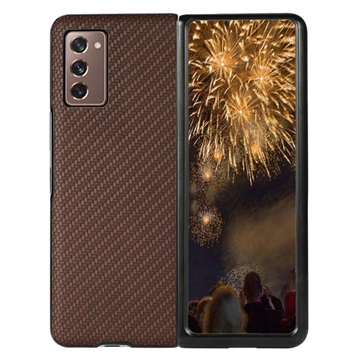 Samsung Galaxy Z Fold2 5G Hybrydowe Etui - Włókno Węglowe - Brązowe