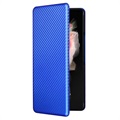 Samsung Galaxy Z Fold3 5G Etui z Klapką - Włókno Węglowe - Błękit