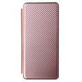 Samsung Galaxy Z Fold3 5G Etui z Klapką - Włókno Węglowe - Różowe Złoto
