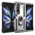 Samsung Galaxy Z Fold4 5G Hybrydowe Etui z Metalową Podpórką - Srebrny