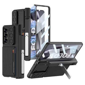 Samsung Galaxy Z Fold6 GKK Magnetic hybrydowe etui z uchwytem na karty, suwakiem aparatu - czarny