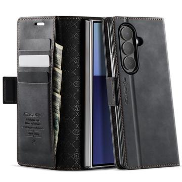 Etui-portfel z fakturą cielęcą z blokadą RFID Samsung Galaxy Z Fold7 Caseme 033 - Czarny
