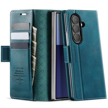 Etui-portfel z fakturą cielęcą z blokadą RFID Samsung Galaxy Z Fold7 Caseme 033 - Zielony