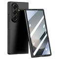 Plastikowe etui Samsung Galaxy Z Fold7 z zewnętrzną osłoną ekranu ze szkła hartowanego - czarne