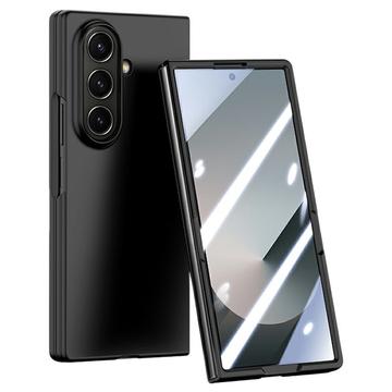 Plastikowe etui Samsung Galaxy Z Fold7 z zewnętrzną osłoną ekranu ze szkła hartowanego - czarne