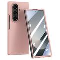 Plastikowe etui Samsung Galaxy Z Fold7 z zewnętrzną osłoną ekranu ze szkła hartowanego - różowe