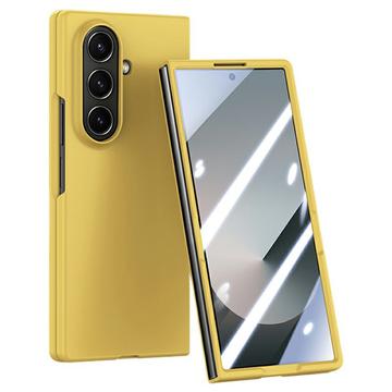 Plastikowe etui Samsung Galaxy Z Fold7 z zewnętrzną osłoną ekranu ze szkła hartowanego - żółte