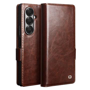 Klasyczne Skórzane Etui z Portfelem Qialino do Samsung Galaxy Z Fold7 - Ciemnobrązowy