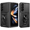Samsung Galaxy Z Fold7 Hybrydowe Etui z Pierścieniem Obrotowym z Osłoną Aparatu - Czerń