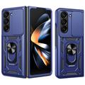 Samsung Galaxy Z Fold7 Hybrydowe Etui z Pierścieniem Obrotowym z Osłoną Aparatu - Błękit