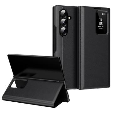 Samsung Galaxy Z Fold7 Smart Clear View Etui z klapką z kieszenią na kartę - czarny