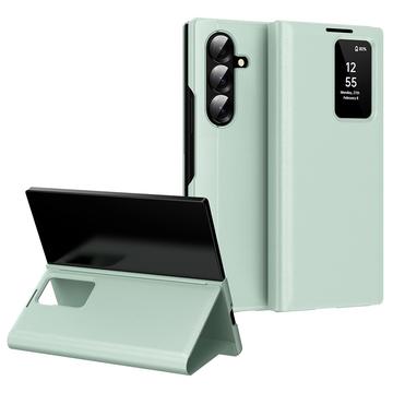 Samsung Galaxy Z Fold7 Smart Clear View Etui z klapką z kieszenią na kartę - jasnozielony