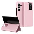 Samsung Galaxy Z Fold7 Smart Clear View Etui z klapką z miejscem na kartę - różowy