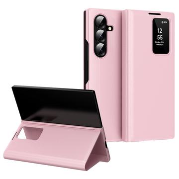 Samsung Galaxy Z Fold7 Smart Clear View Etui z klapką z miejscem na kartę - różowy