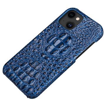 iPhone 14 Plus Pokryte Skórą Etui Luxury Crocodile - Błękit