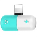 Silikonowy Adapter 2-w-1 Audio Lightning - Biały / Niebieski