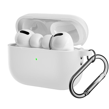 Silikonowe Etui z Karabińczykiem do AirPods Pro 2 - Biel