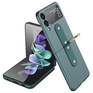 Samsung Galaxy Z Flip3 5G Etui z Metalowym Pierścieniem - Zielony