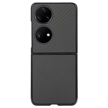 Cienkie Etui do Huawei P50 Pocket - Włókno Węglowe - Czarne