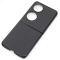 Cienkie Etui do Huawei P50 Pocket - Włókno Węglowe - Czarne