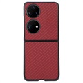 Cienkie Etui do Huawei P50 Pocket - Włókno Węglowe - Czerwień