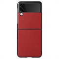 Cienkie Etui do Samsung Galaxy Z Flip3 5G - Skóra Naturalna - Czerwone