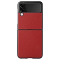 Cienkie Etui do Samsung Galaxy Z Flip3 5G - Skóra Naturalna - Czerwone