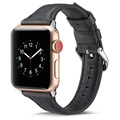 Apple Watch Series 7/SE/6/5/4/3/2/1 Cienki Skórzany Pasek - 41mm/40mm/38mm - Czerń