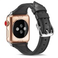 Apple Watch Series 7/SE/6/5/4/3/2/1 Cienki Skórzany Pasek - 41mm/40mm/38mm - Czerń