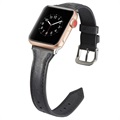 Apple Watch Series 7/SE/6/5/4/3/2/1 Cienki Skórzany Pasek - 41mm/40mm/38mm - Czerń