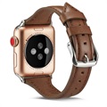 Apple Watch Series 7/SE/6/5/4/3/2/1 Cienki Skórzany Pasek - 41mm/40mm/38mm - Kawa