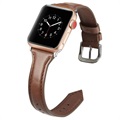 Apple Watch Series 7/SE/6/5/4/3/2/1 Cienki Skórzany Pasek - 41mm/40mm/38mm - Kawa