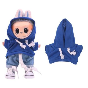 Jednokolorowa bluza z kapturem dla mini figurki Labubu 17cm - ciemnoniebieska