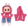 Jednokolorowa bluza z kapturem dla mini figurki Labubu 17cm - gorący róż
