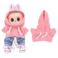 Jednokolorowa bluza z kapturem dla mini figurki Labubu 17cm - różowa