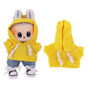 Jednokolorowa bluza z kapturem dla mini figurki Labubu 17cm - żółta