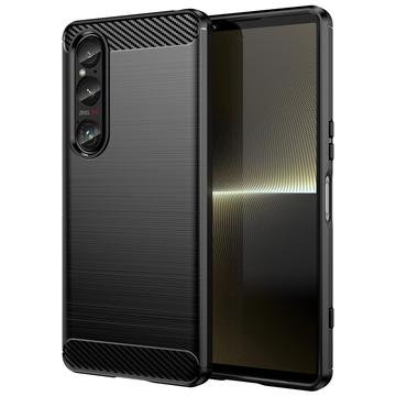 Szczotkowane Etui z TPU do Sony Xperia 1 VI - Włókno Węglowe