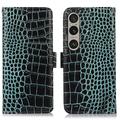 Sony Xperia 1 VI Skórzane Etui z Portfelem Crocodile z RFID