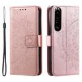 Sony Xperia 1 VI Etui z Portfelem z Serii Mandala - Różowe Złoto