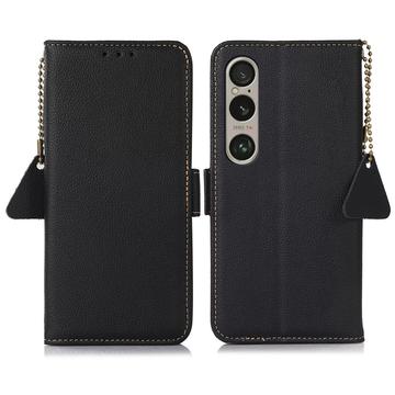 Sony Xperia 1 VI Skórzane Etui z Portfelem z RFID (Otwarte Opakowanie - Zastępcze) - Czarne