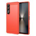 Sony Xperia 1 VII Szczotkowane Etui z TPU - Włókno Węglowe