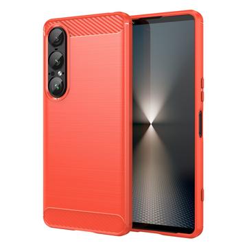 Sony Xperia 1 VII Szczotkowane Etui z TPU - Włókno Węglowe