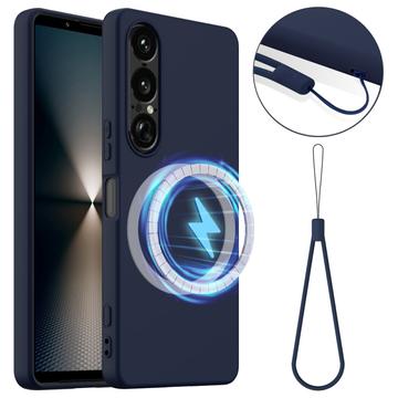 Sony Xperia 1 VII Etui z Płynnego Silikonu - kompatybilne z MagSafe - Ciemnoniebieski