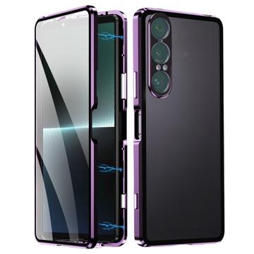 Sony Xperia 1 VII Magnetyczne etui z hartowanym szkłem - fioletowy