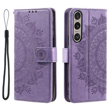 Etui z Portfelem z Serii Mandala Sony Xperia 1 VII - Fiolet